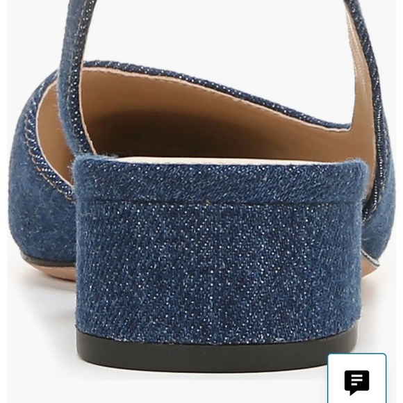 New Veronica Beard Denim Cecile Half d'Orsay Slingback Pump Low Heels - Picture 8 of 9